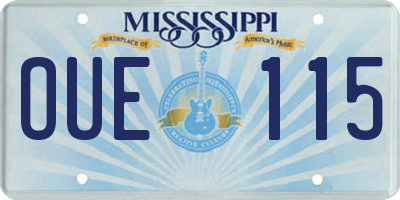MS license plate OUE115