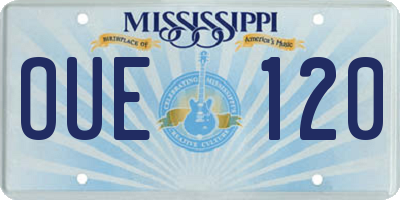 MS license plate OUE120