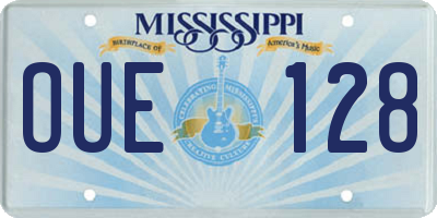 MS license plate OUE128
