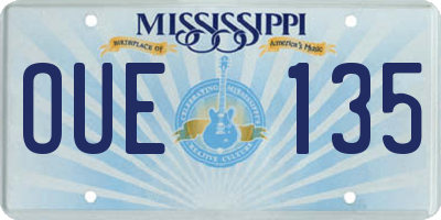 MS license plate OUE135