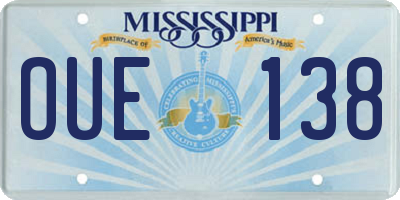 MS license plate OUE138