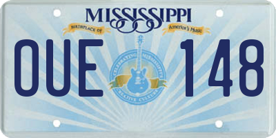 MS license plate OUE148