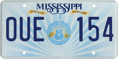MS license plate OUE154