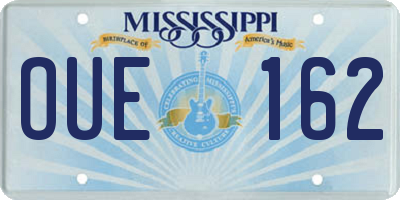 MS license plate OUE162