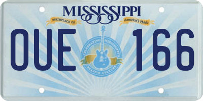 MS license plate OUE166