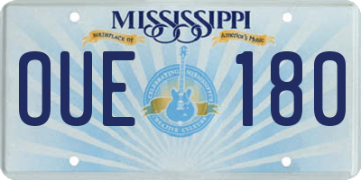 MS license plate OUE180