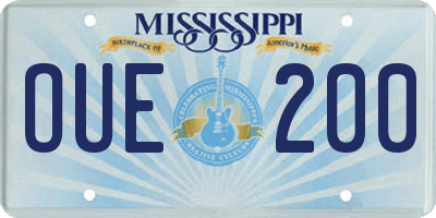 MS license plate OUE200