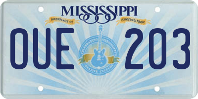 MS license plate OUE203