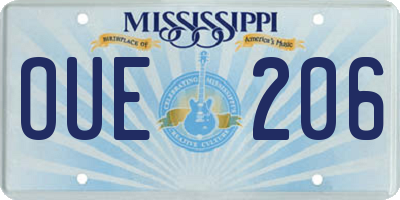 MS license plate OUE206