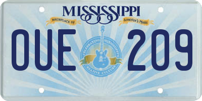 MS license plate OUE209