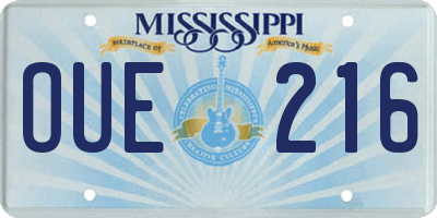 MS license plate OUE216