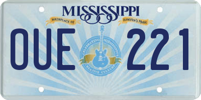 MS license plate OUE221