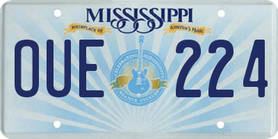 MS license plate OUE224