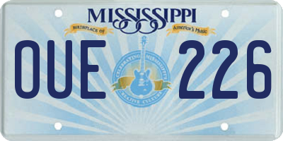 MS license plate OUE226
