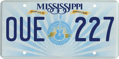 MS license plate OUE227