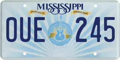 MS license plate OUE245