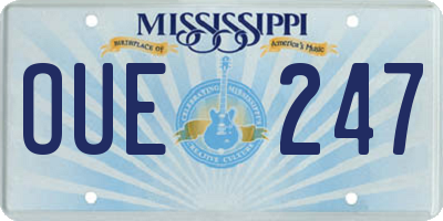 MS license plate OUE247