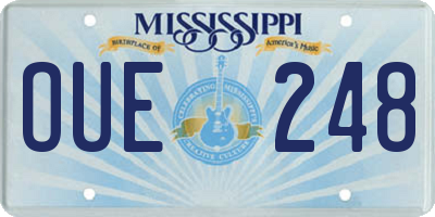 MS license plate OUE248