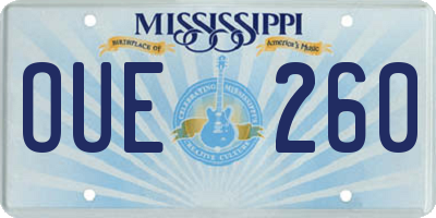 MS license plate OUE260