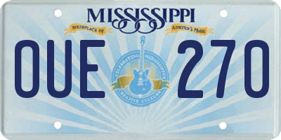 MS license plate OUE270