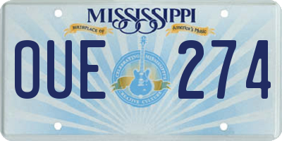 MS license plate OUE274