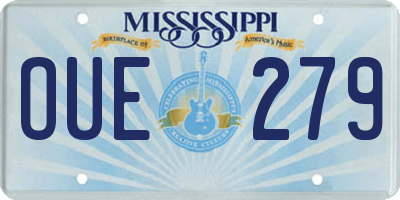 MS license plate OUE279