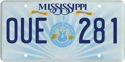MS license plate OUE281