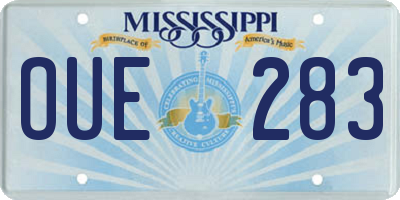 MS license plate OUE283