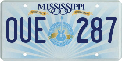 MS license plate OUE287