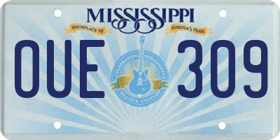 MS license plate OUE309