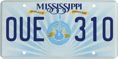 MS license plate OUE310