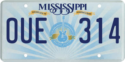 MS license plate OUE314