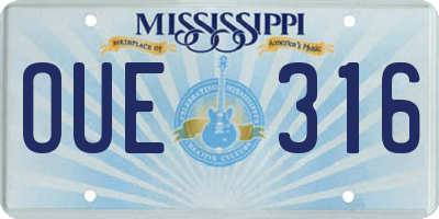MS license plate OUE316