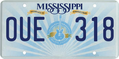 MS license plate OUE318