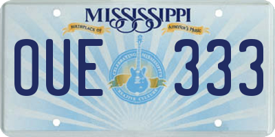 MS license plate OUE333