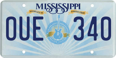 MS license plate OUE340