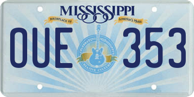 MS license plate OUE353