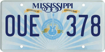 MS license plate OUE378