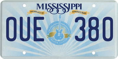 MS license plate OUE380