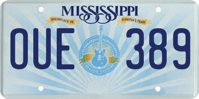 MS license plate OUE389