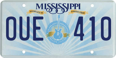 MS license plate OUE410