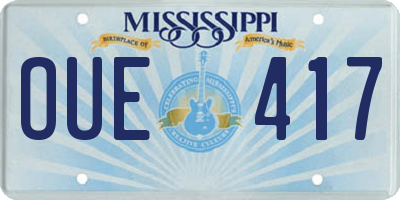 MS license plate OUE417