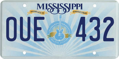 MS license plate OUE432