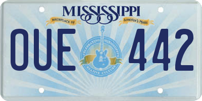 MS license plate OUE442