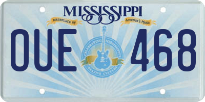 MS license plate OUE468