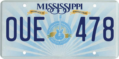 MS license plate OUE478