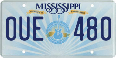 MS license plate OUE480
