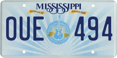 MS license plate OUE494