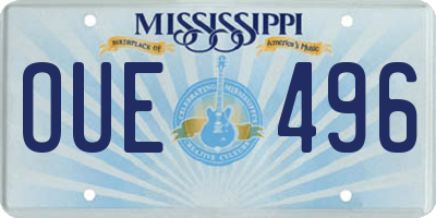 MS license plate OUE496