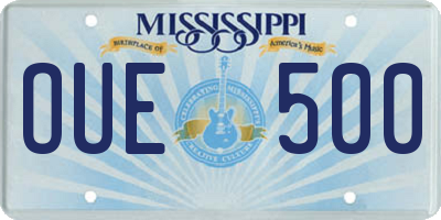 MS license plate OUE500